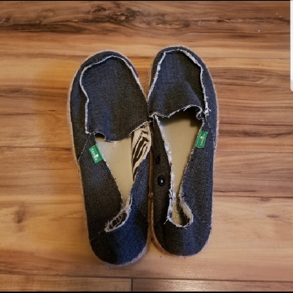 Sanuk Blue Slip-On Canvas Flats